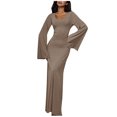 thumbnail image 1 of Birdeem Robe Jupe Longue à Manches Longues et Cheville pour Femmes, Couleur Unie, 1 of 1