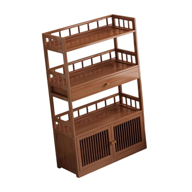 Luzkey Bookshelf Bookcase Vintage Organizer Tea Cabinet Multi Layer Display Storage Shelves Storage Cabinet for Living Room Tea Room 4 Tier