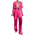 thumbnail image 3 of Timegard 2 Piece Suits Set for Women Button V Neck Open Front Jackets Business Office Wide Leg Pant Blazer Outfits, 3 of 7