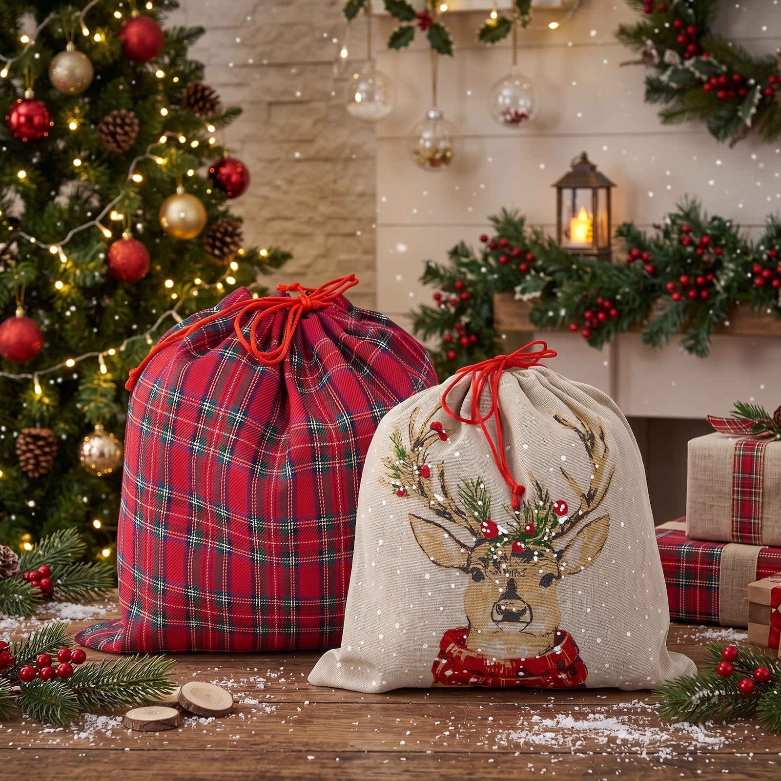 Holiday Time 2 Count Deer Christmas Gift Bags