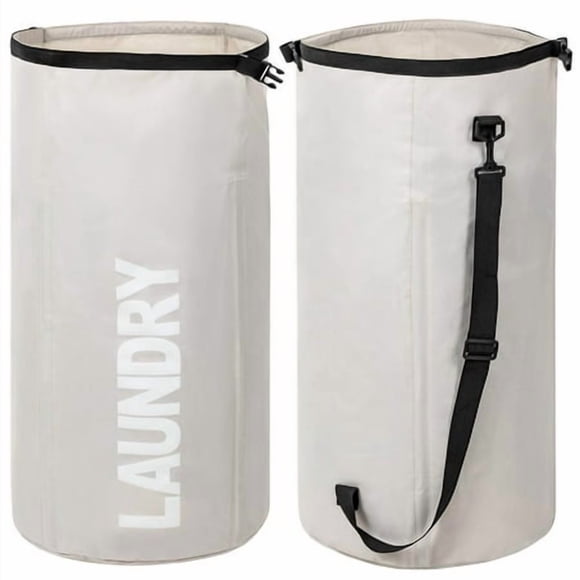 Wowlive Extra Large Foldable Laundry Bag Laundry Basket Collapsible Laundry Hamper Backpack Liner Dirty Clothes Hamper Standing Waterproof Hampers For Dorm Room (Beige)