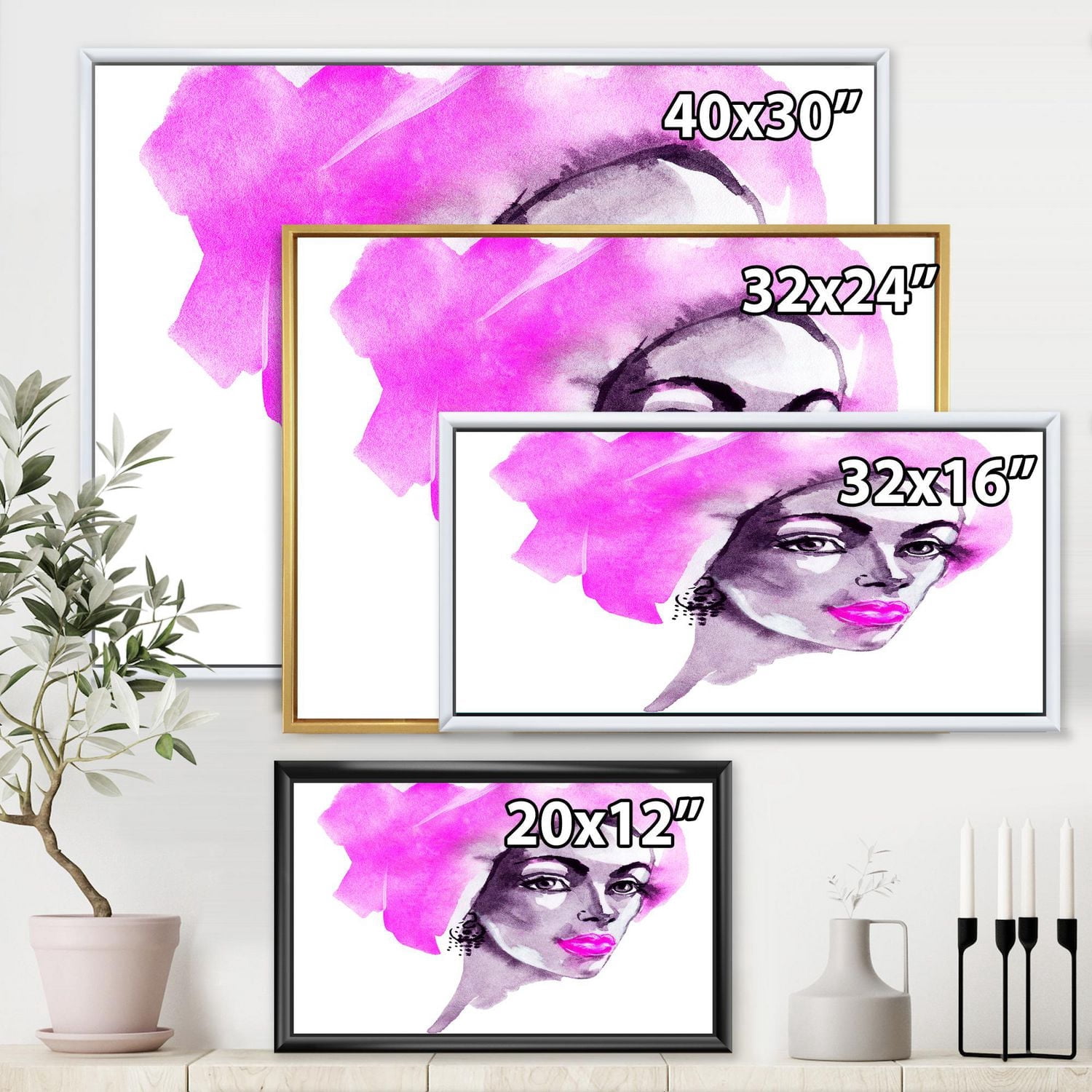 Designart Portrait de mode femme afro-américaine ART MURAL À CADRE FLOTTÉ