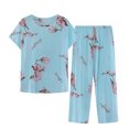 thumbnail image 1 of Penkiiy Ensemble de Pyjama Capri pour Femme Haut de Nuit avec Pantalon Capri Ensemble de Sommeil 2 Pcs 3TG Multicolore, 1 of 1