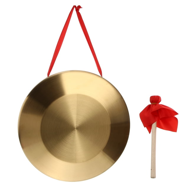 MasteelfCA Traditional Percussion Instrument Chinese Gong Hand Gong with Hammer (Golden)