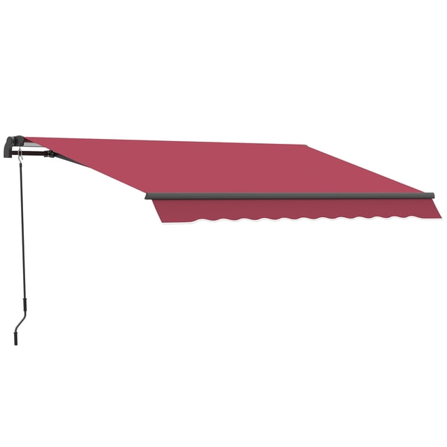 Outsunny Auvent Rétractable Manuel 10 Pieds x 8 Pieds avec Manivelle, Rouge