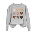 thumbnail image 2 of Qertyioot Chemise Cœur d'Amour Pull de la Saint-Valentin, Blouse à Manches Longues Imprimée Mode pour Femmes Col Rond Hauts Décontractés, 2 of 3