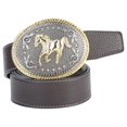 thumbnail image 3 of Engarved Boucle Cheval de Course Western Cowboy Ceinture de Taille en Cuir Pu Café, 3 of 8