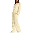 thumbnail image 3 of Pisexur Ensembles Deux Pièces pour Femmes Automne Couleur Unie Chandails à Manches Longues à Col Rond Pantalons de Survêtement Amples à Jambe Grand Ensembles de Survêtement Femmes Tenue 2 Pcs Tenue Décontractée de Voyage Tenues de Vacances pour Femmes, 3 of 8