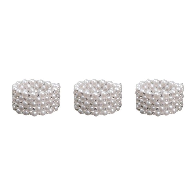 Thinsony Femmes Chic Perle Strass Stretch Bracelet Mariage Bal pour Mariée Blanc 5 Rangée 3Set