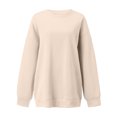 thumbnail image 4 of IROINID Rabais Vêtements d'Hiver pour Femmes Chandails à Capuche à Enfiler Détente Col Rond Manches Longues Ample Uni Régulier Blouse d'Automne Hauts, Beige, 4 of 4