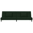 thumbnail image 2 of vidaXL 2-Seater Sofa Bed with Two Pillows Dark Green Velvet, 2 of 5