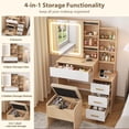 thumbnail image 4 of MIUUKA Makeup Vanity Desk with Sliding Mirror,LED Adjustable Lighting,Charging Station,4 Drawers & 7 Storage Shelves,Vanity Table with Stool,Power Outlet,Bedroom Dressing Table, 4 of 7