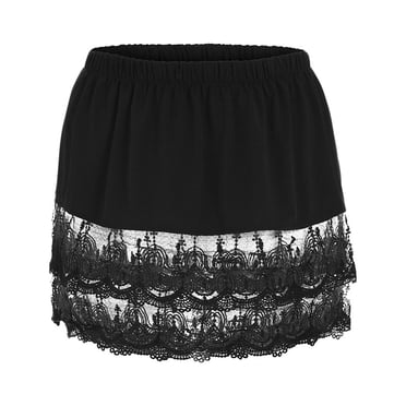 Fridja Jupe-Jupon Demi-Longue Superposée à Volants en Dentelle Transparente avec Bordure, Grande Taille