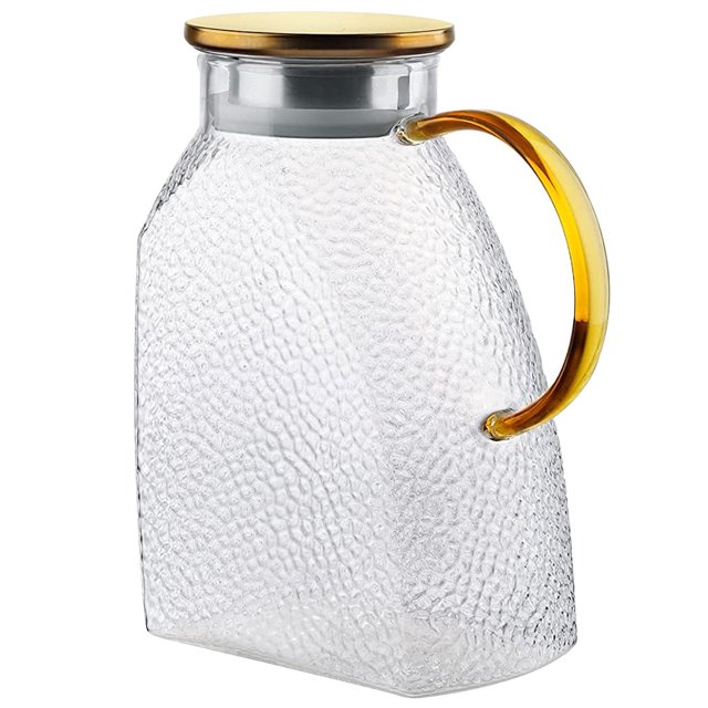 Glass Pitcher with Lid Cold Water Pitcher Fridge Door Glass Jug Transparent Glass Water Pitcher