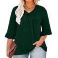 thumbnail image 2 of AherBiu Plus Size Tops for Women Ruffle 3/4 Length Sleeve Casual Blouses Summer Loose Flowy Comfy Tunic, 2 of 7