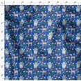 thumbnail image 4 of Soimoi Blue polyester Crepe Fabric Bear & Reindeer Cartoon Printed Fabric 1 Yard 52 Inch Wide, 4 of 5