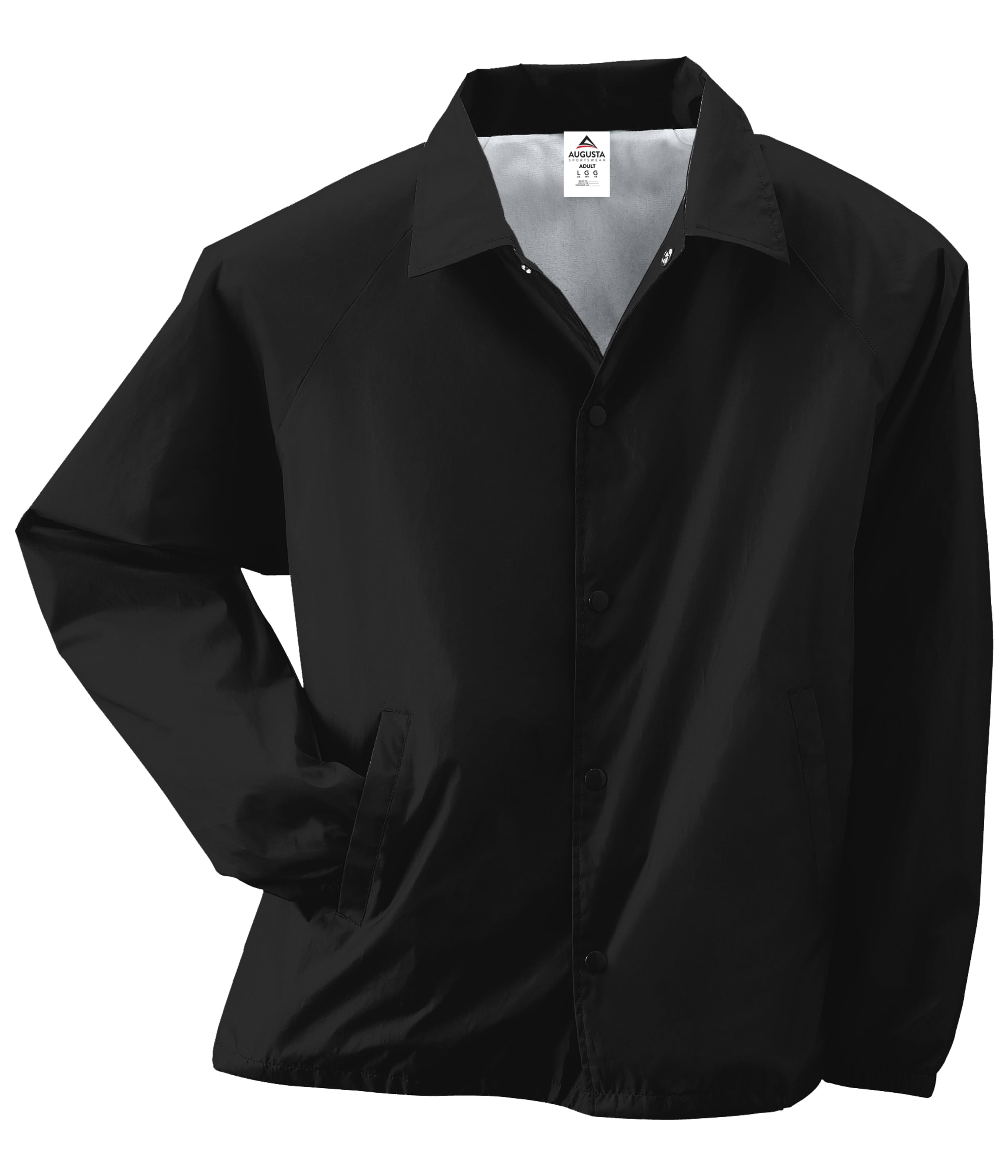 Augusta Sportswear Mens Nylon Coachs Jacket/Lined, S, Black
