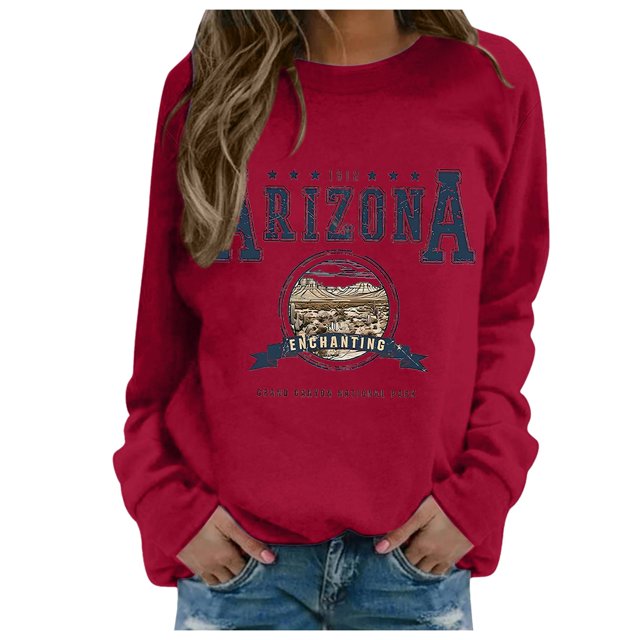 HNMKIU Crewneck Sweatshirt Women Fall/Winter Print Sweatshirt Without Hoodie