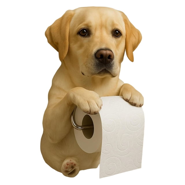 Porte-papier pour Chien Distributeur de Rouleaux de Papier Hygiénique Amusant Porte-Rouleau de Papier de Toilette Support de Rangement pour Rouleaux en Forme d'Animal Imprimé 3D Support Décoratif Mural pour Papier de Toilette pour Salle de Bain Cuisine Acier Inoxydable