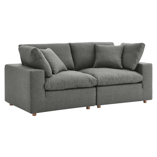 Modway Commix 2 Piece Down Filled Overstuffed Sectional Sofa Set in Gray