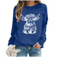 thumbnail image 4 of WEAIXIMIUNG Chandail pour Femmes Chic Chandail d'Automne et d'Hiver pour Femmes 2025 Col Rond Mode Chemise à Imprimé Vache Manches Longues Mode Décontractée Mode Haut de Sortie, 4 of 4