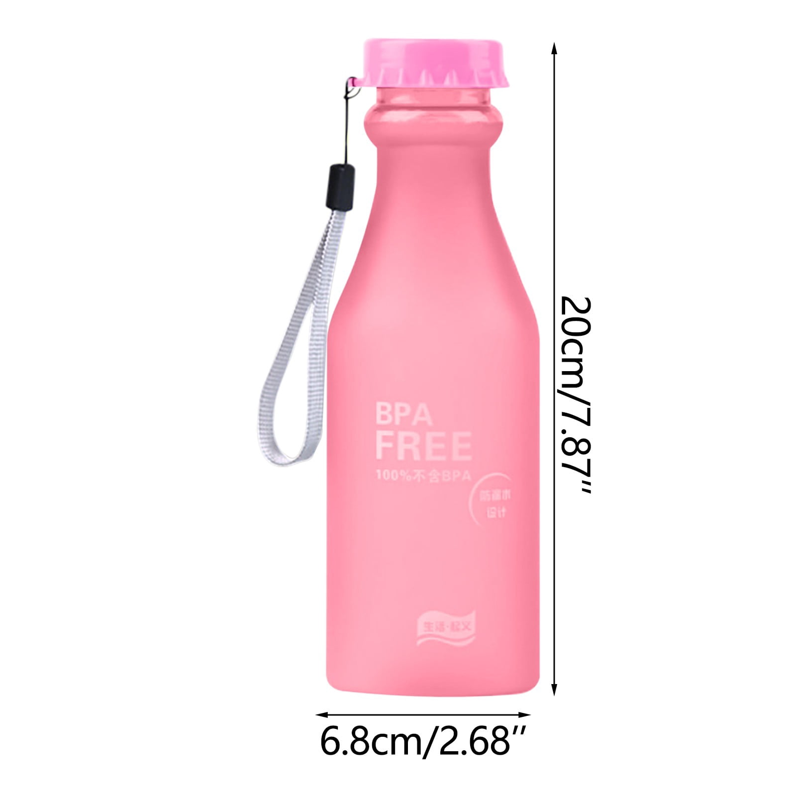 EARKITY Water Bottles, BPA-Free Water Bottle, Sports Water Bottle with Strap, Leakproof Water Jug for Fitness, Frosted Plastic Transparent Water Cup for Kids Adult School Gym Office Travel Outdoor