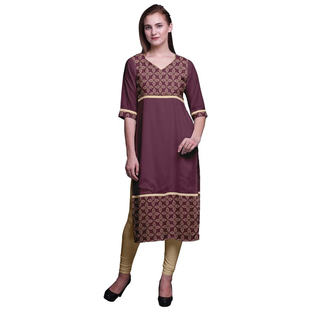 Bimba Tuniques Droites pour Femmes Kurta Imprimée Tenue d'Été Kurti pour Dames