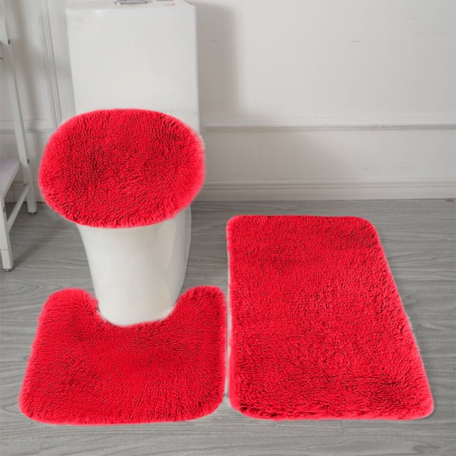 Xihbxyly Rug Area Rug Living Room Bedroom Rug Solid Color Bath Mats 3 Set Bathroom Rugs For 3 Pcs Toilet Mats Universal Soft Comfortable Water Absorption Non-Slip Thick Machine