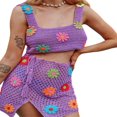 thumbnail image 1 of Women Two-Piece Clothes Set Floral Sleeveless Crop Tops And Knitted Skirt, 1 of 6