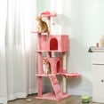 thumbnail image 2 of PawHut Arbre à Chat de 63 Pouces avec Poteaux à Griffer en Sisal, Condos, Rose, 2 of 10