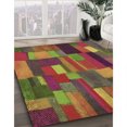 thumbnail image 3 of Ahgly Tapis d'Intérieur Lavable en Machine Carré Transitionnel Brun Doré Foncé, 7 Pieds Carré, 3 of 7