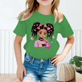 thumbnail image 2 of GDREDA Vêtements Fille Enfant Filles Mignon Mode Imprimé Col Rond Manches Courtes Tee Été Confortable Décontracté Ample T-Shirt Hauts Fille Hauts Vert,2-4 Ans, 2 of 4