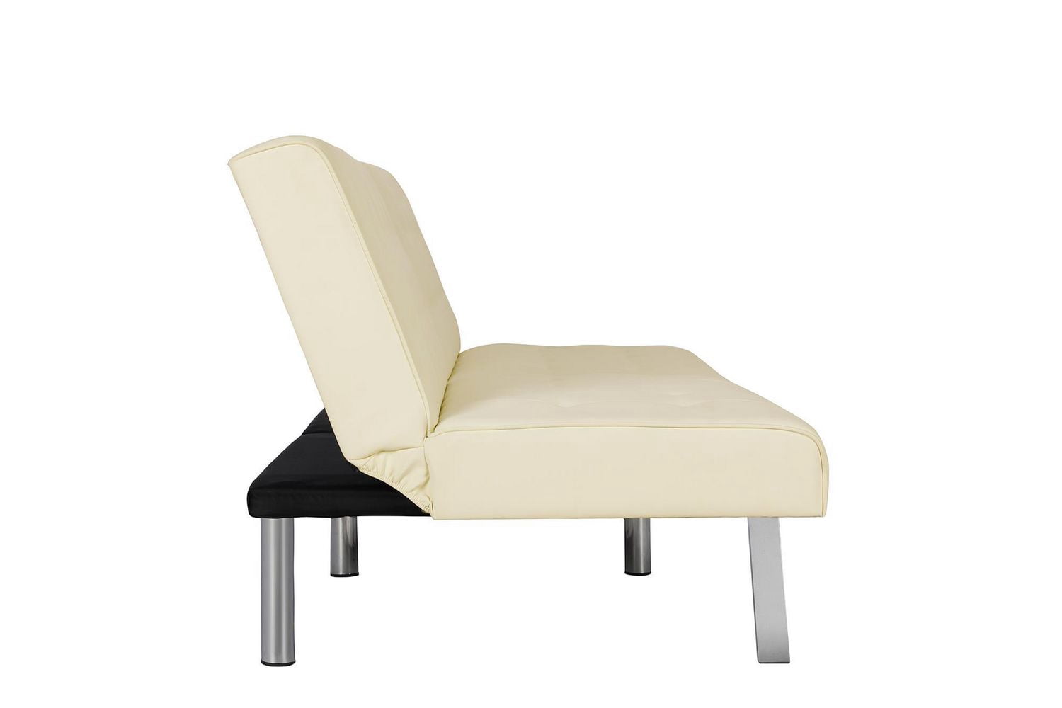 Canapé futon convertible capitonné Evie de DHP, simili cuir vanille