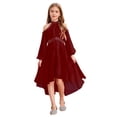 thumbnail image 1 of Oyolan Kids Girls Solid Color Halter Off-shoulder Long Sleeve Party Dress with Ruffled Hem Flower Girls Gown Burgundy 4, 1 of 7