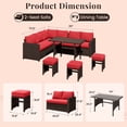 thumbnail image 2 of AECOJOY Ensemble de Mobilier de Jardin 7 Pcs en Rotin PE, Comprenant un Canapé d'Angle, une Table et un Mobilier de Jardin Rouge., 2 of 7