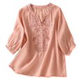 thumbnail image 1 of Birdeem Chemise Ample à Col en V Imprimée pour Femmes avec Manches Trois Quarts, 1 of 12