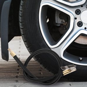 HAMPPLIES Car Inflator Extension Tube Inflator Tube with Chuck Black 1Set for Bike Riders