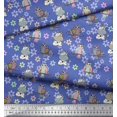 thumbnail image 3 of Soimoi Poly Georgette Fabric Floral,Owl & Cow Cartoon Fabric Prints by Yard 52 Inch Wide, 3 of 3