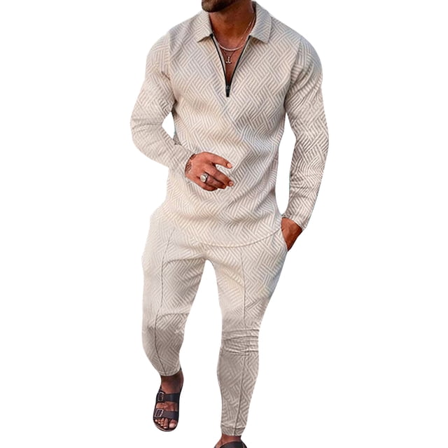 Innerwin Jogger Sets 2 Pcs Mens Tracksuit Set Sports Two Pieces Casual Sweatshirts+Pant Outfits HCXTZ-1 M