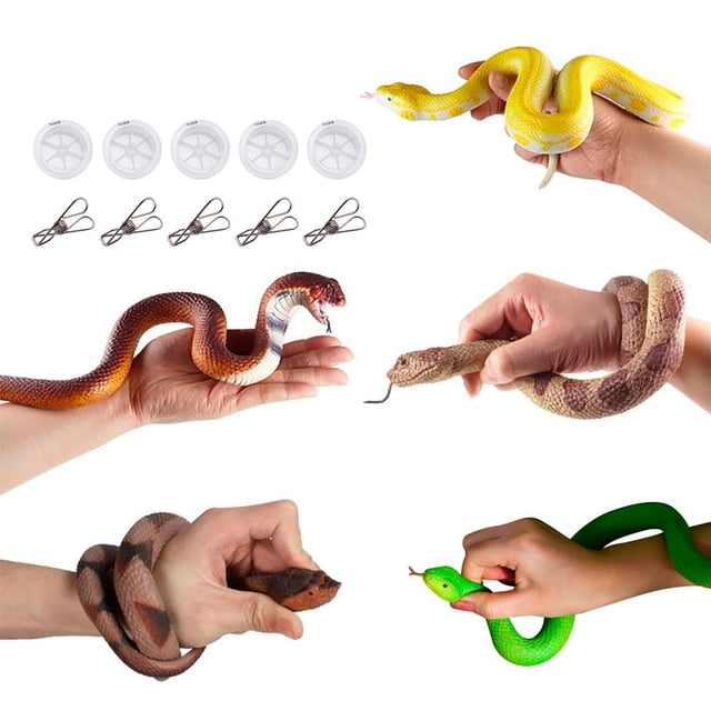 RYGRZJ Snake Prank with String Clip,Clip-on Snake Prank,Snake Prank with String, TPR Elastic Soft Realistic,DIY Snake Prank with String and Clips, Fun Prank Snake Toy