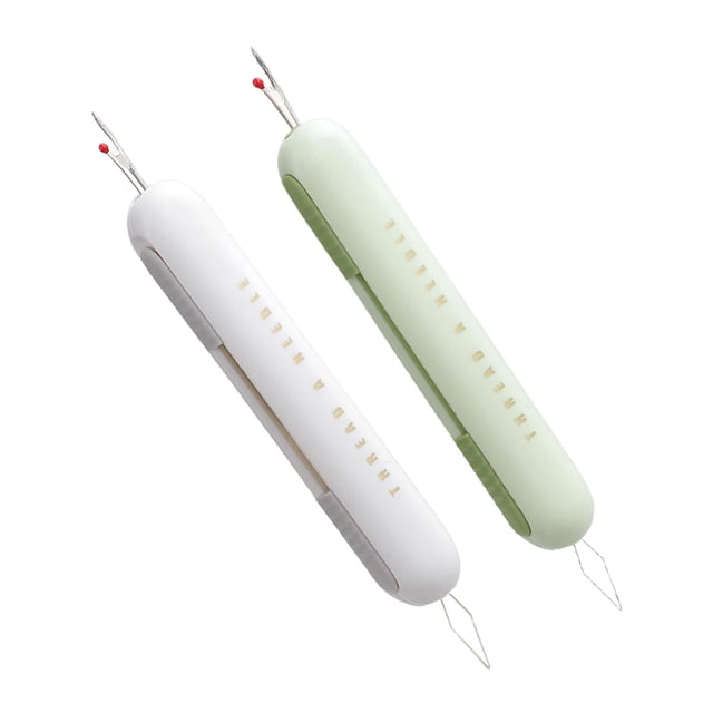 veasfak 2x Sewing Threader and Seam Ripper Lightweight String Threader Easy Threader Green Gray