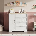 thumbnail image 3 of Towallmark Armoire Garde-Robe en Bois avec 4 Tiroirs, Porte et Tringle - Armoire de Rangement Moderne et Commode pour l'Organisation de la Chambre - Brun + Blanc, 3 of 8