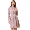 thumbnail image 1 of Unique Bargains Robe Trapèze Décontractée en Satin à Col Noué pour Femme Rose P, 1 of 4
