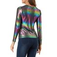 thumbnail image 3 of INSPIRE CHIC Haut pour Femme à Manches Longues Scintillant Pailleté Brillant Métallisé Hauts S Multicolore, 3 of 7