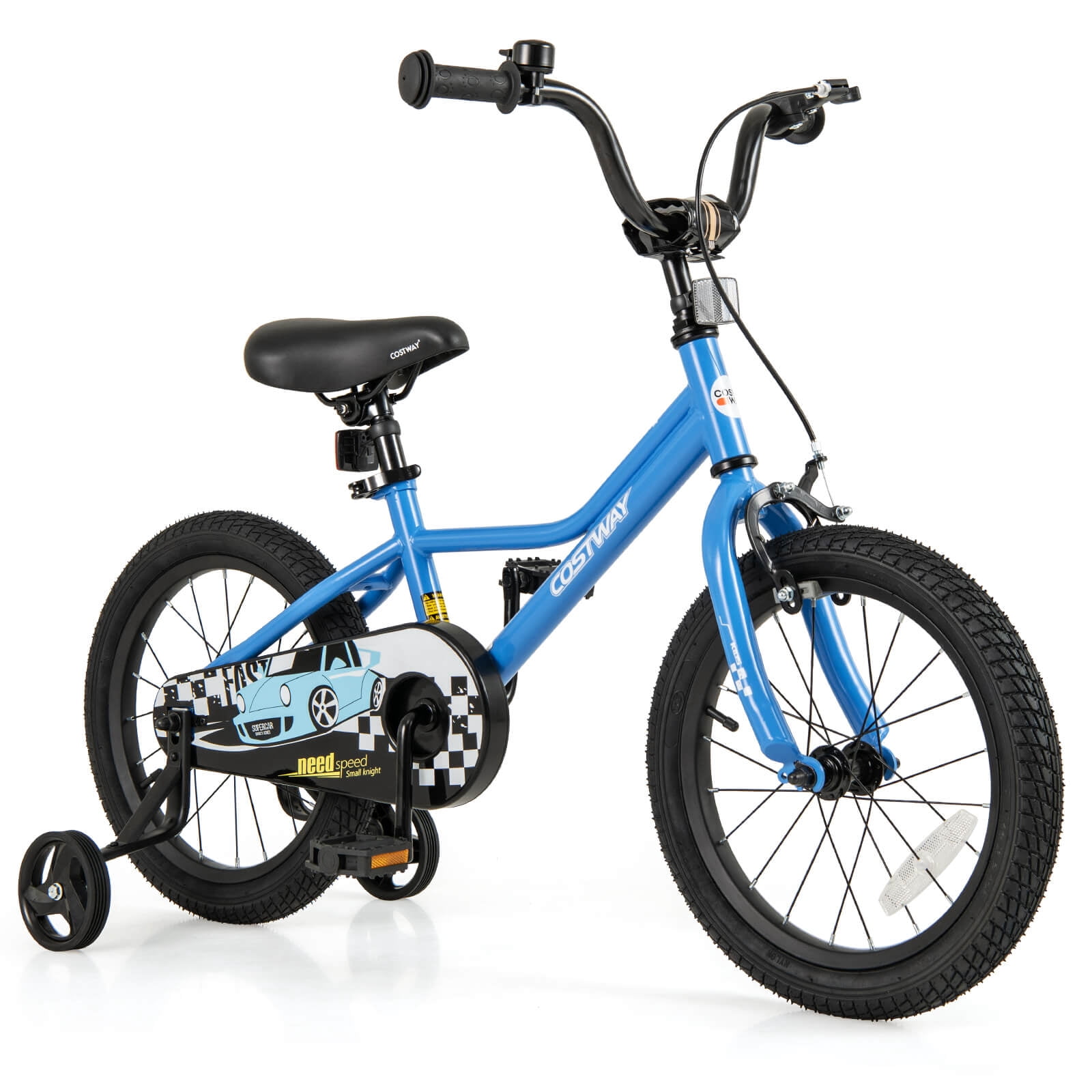 Costway 16" Kids Training Bike with Removable Training Wheels Pneumatic Tires Navy