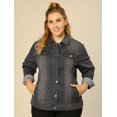 thumbnail image 2 of GRACE & GRANDEUR Women's Plus Size Long Sleeve Button Down Regular Fit Jean Denim Jacket Grey 4X, 2 of 6