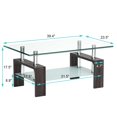 thumbnail image 4 of Giantex Table Basse Moderne en Verre avec Étagère de Rangement Inférieure et Cadre en Métal, Grain de Bois Noir, 4 of 8