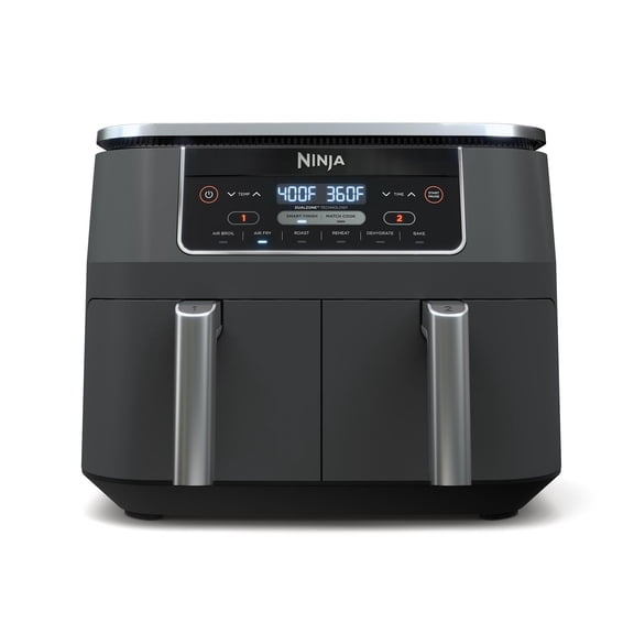 Ninja DZ201C, Foodi 6-en-1, 8 lQt Friteuse à air chaud à deux paniers avec technologie DualZone, Noir, 1690W