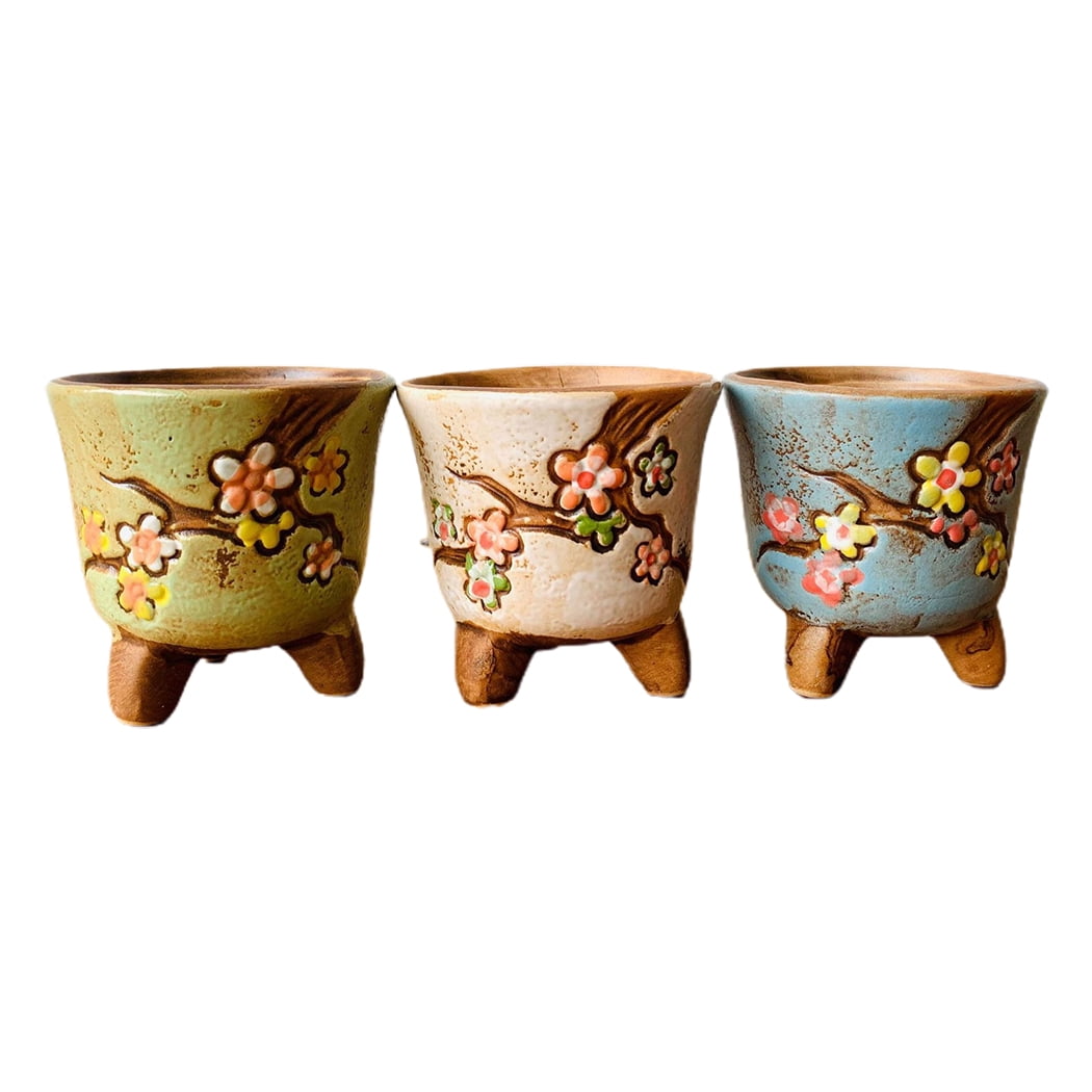 Ceramic Plant Pots Decorative: 3PCS Flower Pots Succulent Planter Pots with Legs
