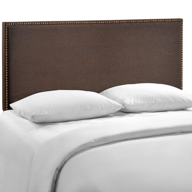 Region Queen Nailhead Upholstered Headboard - Dark Brown